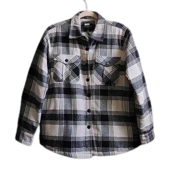 NWT SILVER JEANS CO. Plaid fleece/sherpa lined button down shacket - Picture 1 of 13